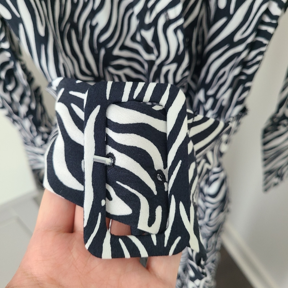 ZARA Belted Animal Print Dress - Picture 4 of 8